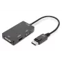 DIGITUS ASSMANN DisplayPort converter cable, DP - HDMI+DVI+VGA M-F/F/F, 20cm 3 in 1 Multi-Media cable, CE, Black