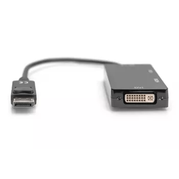 DIGITUS ASSMANN DisplayPort converter cable, DP - HDMI+DVI+VGA M-F/F/F, 20cm 3 in 1 Multi-Media cable, CE, Black