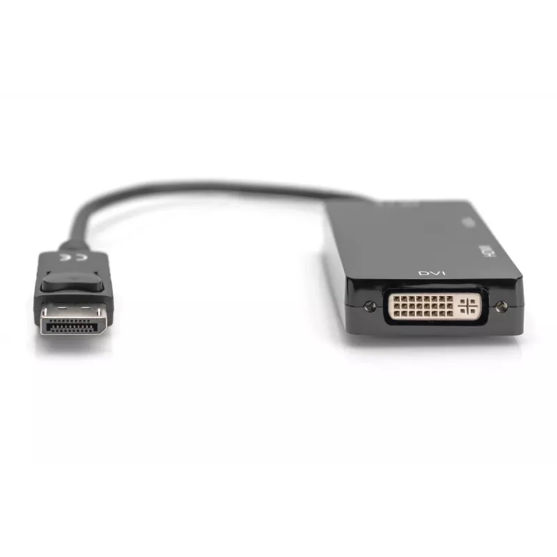 DIGITUS ASSMANN DisplayPort converter cable, DP - HDMI+DVI+VGA M-F/F/F, 20cm 3 in 1 Multi-Media cable, CE, Black