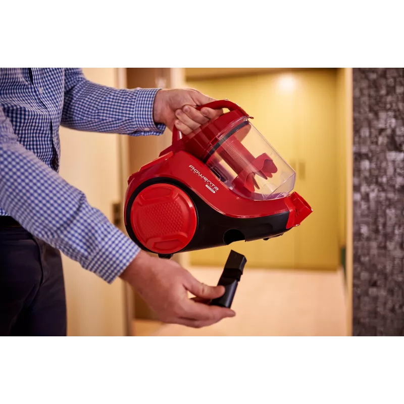 Rowenta Swift Power Cyclonic RO2913 bagless cylinder vacuum cleaner, 3-stage filtration, red