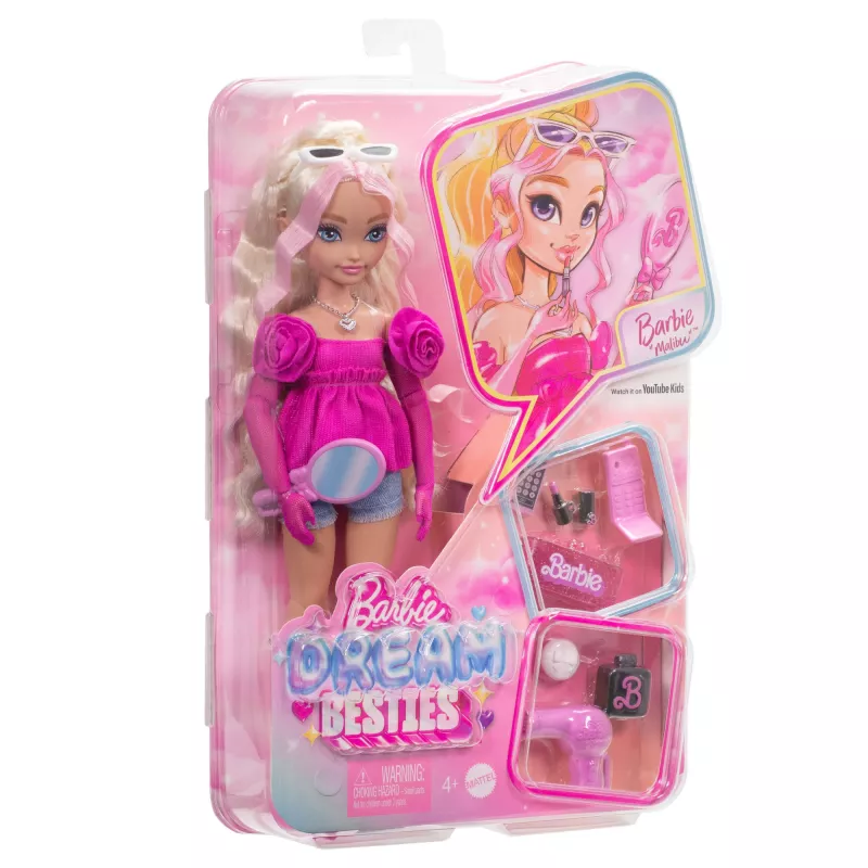 Barbie Dream Besties “Malibu” Fashion Doll with 8 Makeup & Hair Themed Accessories