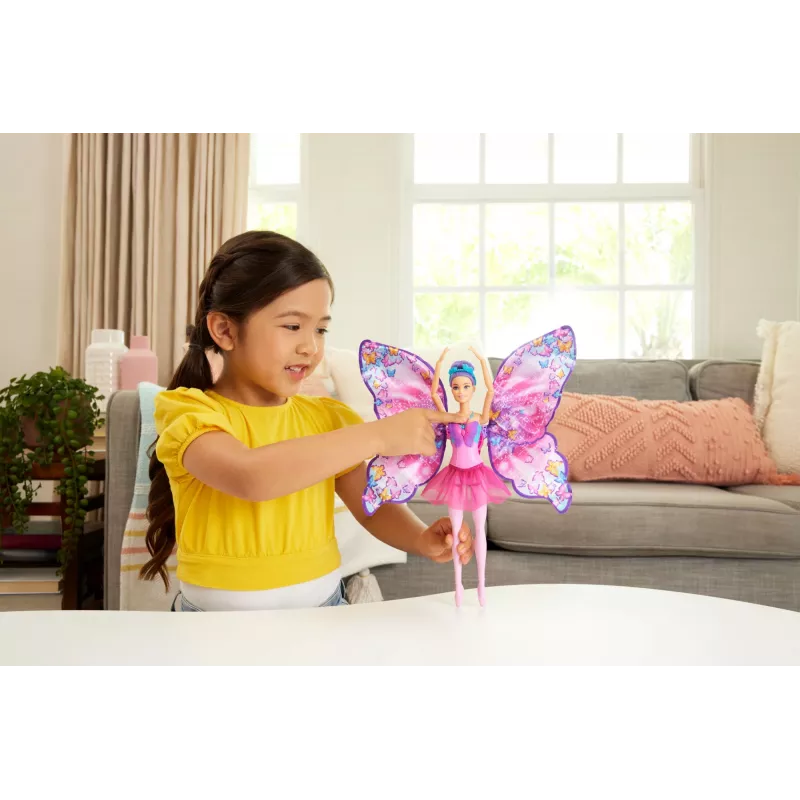 Barbie Dance and Flutter Doll with 2-in-1 Transformation from Dancer to Butterfly, Purple Hair