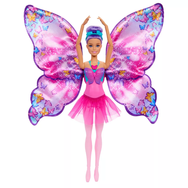 Barbie Dance and Flutter Doll with 2-in-1 Transformation from Dancer to Butterfly, Purple Hair