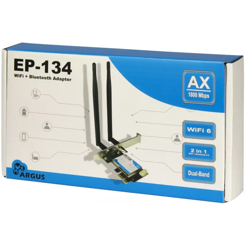 Internal WLAN Bluetooth Adapter Inter-Tech EP-134 1800 Mbit/s