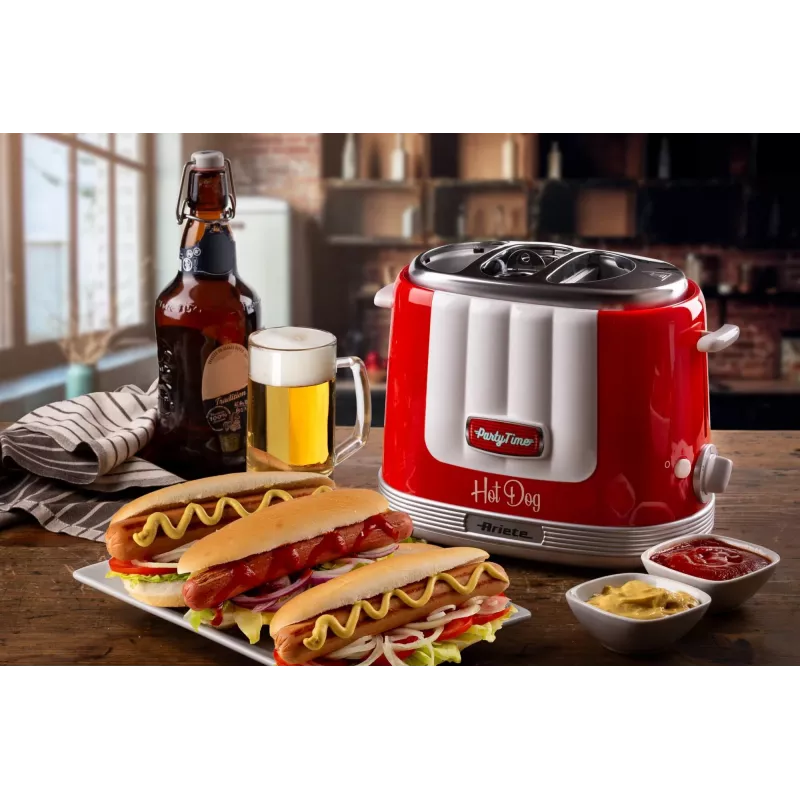 Ariete 206 Hot dog Maker Party Time, 650W, Sandwiches & Hot Dog, Red