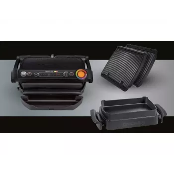 Contact Grill Tefal GC7148 — 2000W, stainless steel housing, rectangular, adjustable thermostat, grid top surface, 365×365×175 mm