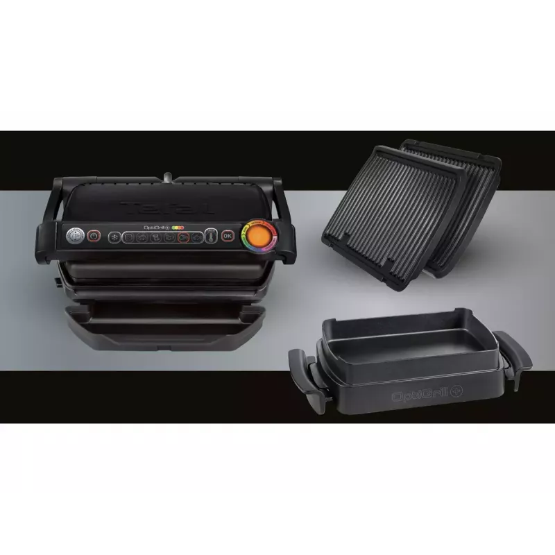 Contact Grill Tefal GC7148 — 2000W, stainless steel housing, rectangular, adjustable thermostat, grid top surface, 365×365×175 mm