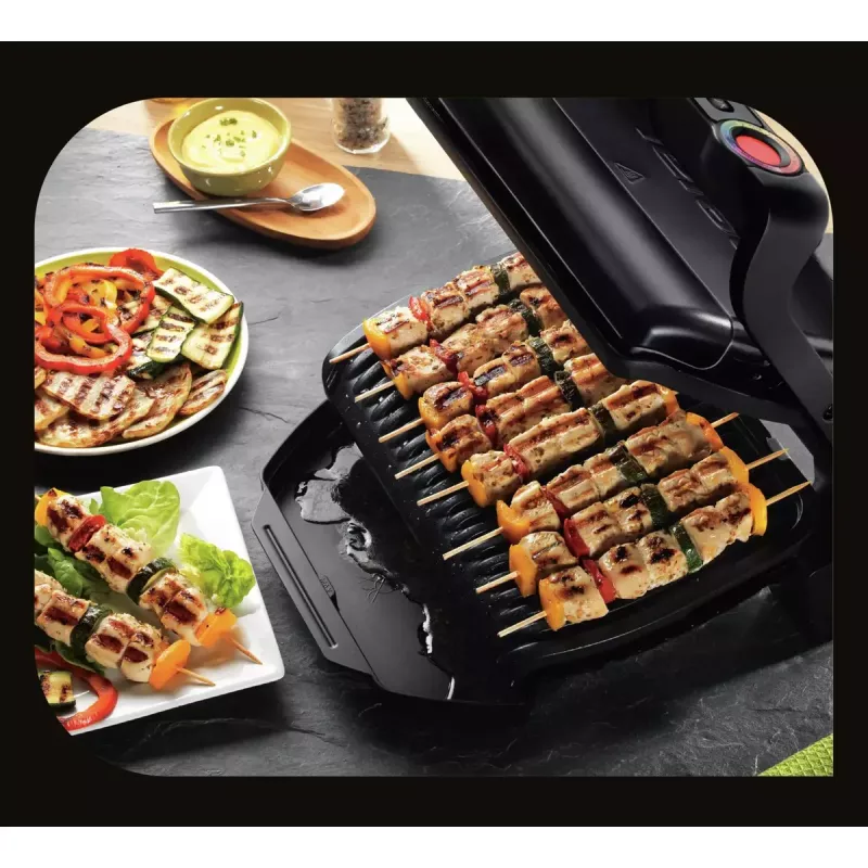 Contact Grill Tefal GC7148 — 2000W, stainless steel housing, rectangular, adjustable thermostat, grid top surface, 365×365×175 mm