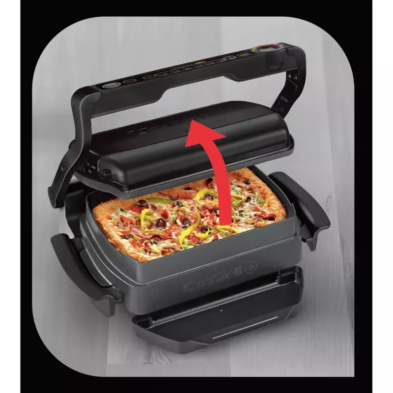 Contact Grill Tefal GC7148 — 2000W, stainless steel housing, rectangular, adjustable thermostat, grid top surface, 365×365×175 mm