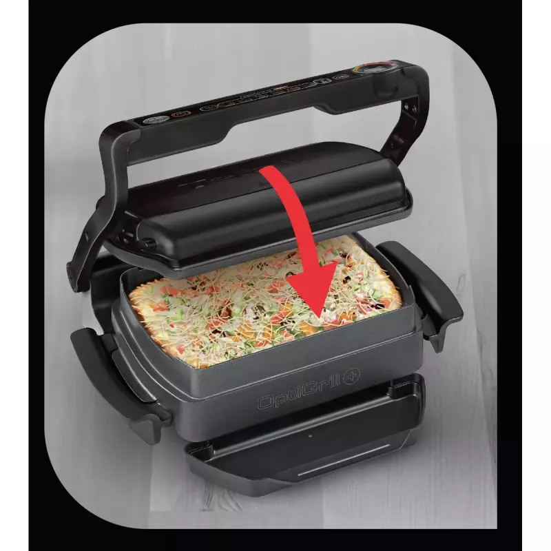 Contact Grill Tefal GC7148 — 2000W, stainless steel housing, rectangular, adjustable thermostat, grid top surface, 365×365×175 mm