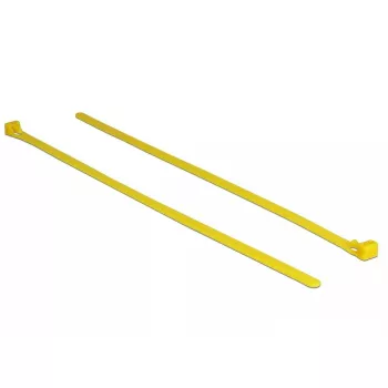 Releasable cable tie DELOCK 18761 — Nylon, 300 mm x 7.6 mm, Yellow, 100 pcs