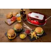 Ariete 205 Hamburger Maker Party Time, Hamburger making machine, 1200 W, Double non-stick plates, 2 compartments, Easy to clean, Red