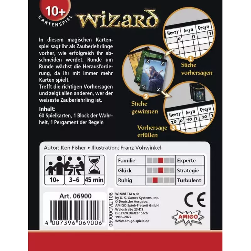 Card Game AMIGO Wizard (model 06900) — Strategy family game, 10+ years, 45 min