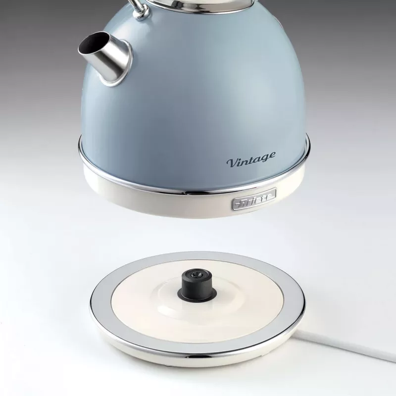 Ariete 2877 Kettle Vintage, 1,7L, Cordless, Blue, 1.7 L, 2000 W, Light Blue, Water level indicator, Cordless, Filtering