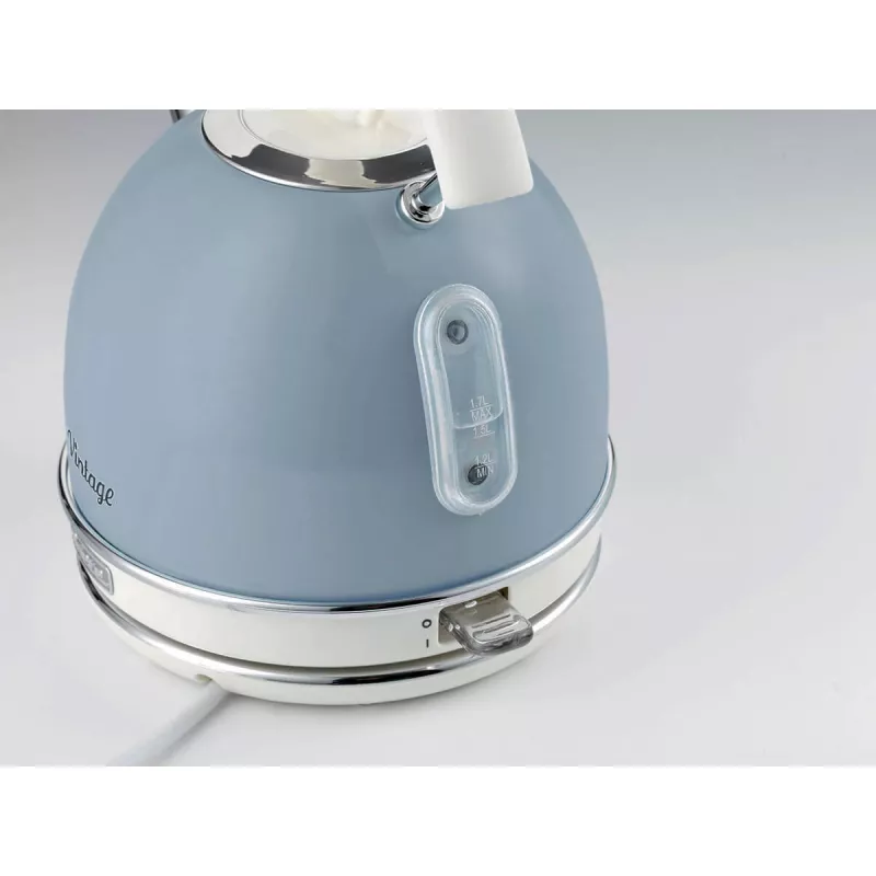 Ariete 2877 Kettle Vintage, 1,7L, Cordless, Blue, 1.7 L, 2000 W, Light Blue, Water level indicator, Cordless, Filtering