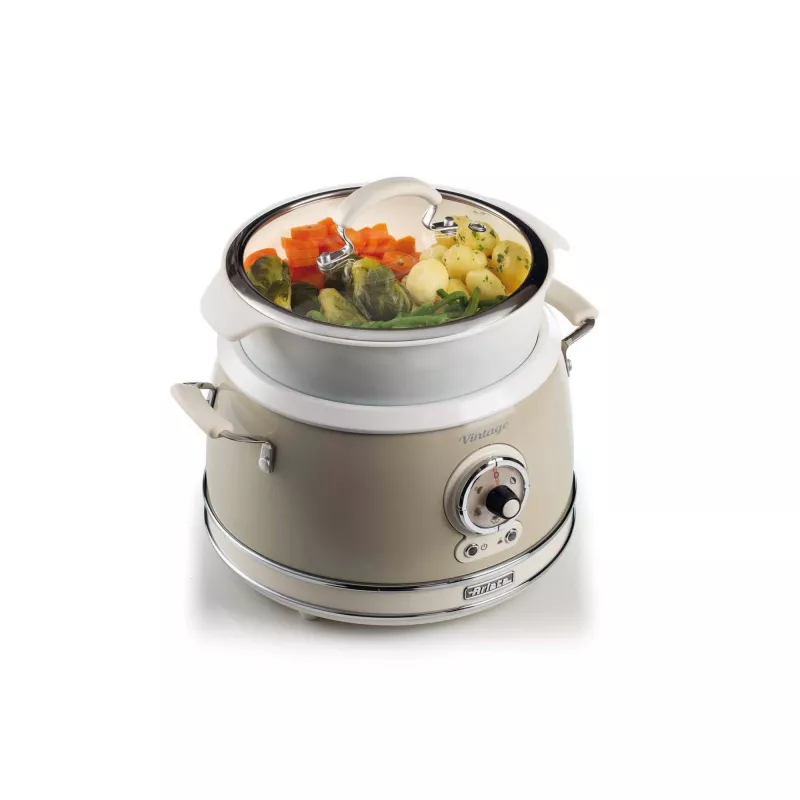 Ariete 2904 Rice Cooker - Electric Rice Cooker with ceramic bowl - Homemade Sushi - Multicooker - Vintage Line - 3.5 L - 650 W - Beige