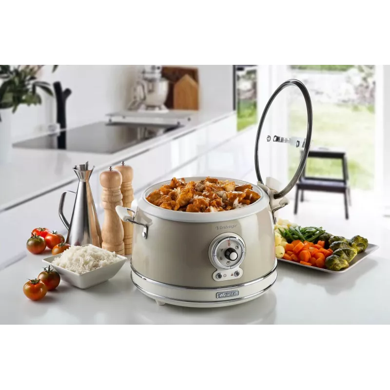 Ariete 2904 Rice Cooker - Electric Rice Cooker with ceramic bowl - Homemade Sushi - Multicooker - Vintage Line - 3.5 L - 650 W - Beige