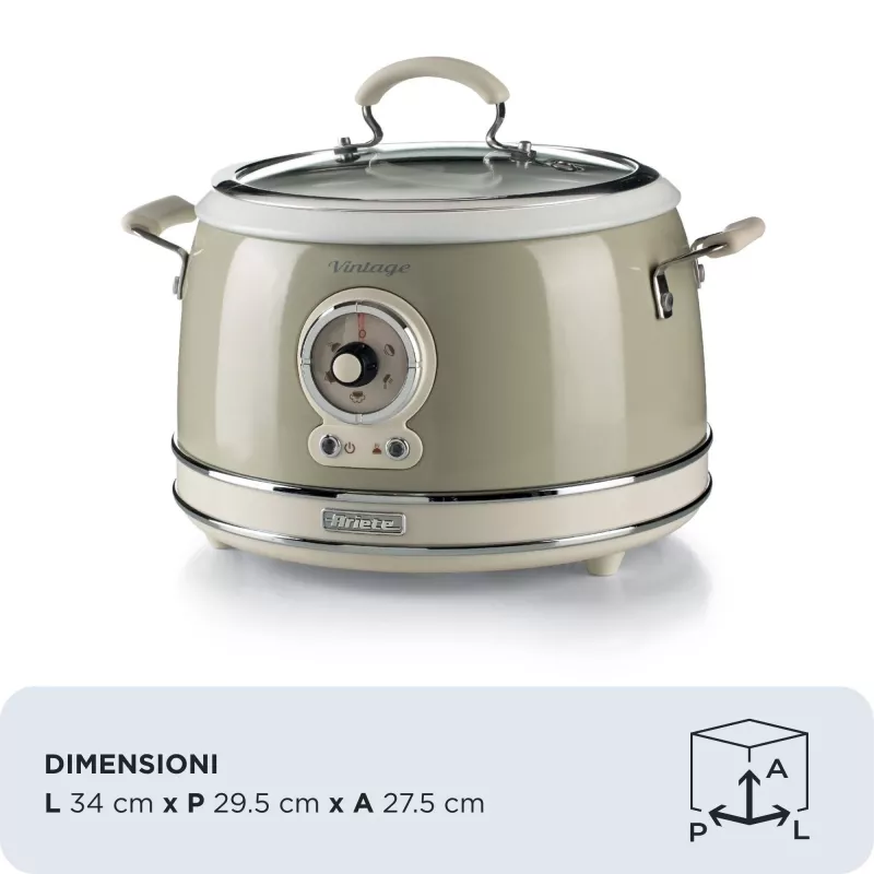 Ariete 2904 Rice Cooker - Electric Rice Cooker with ceramic bowl - Homemade Sushi - Multicooker - Vintage Line - 3.5 L - 650 W - Beige