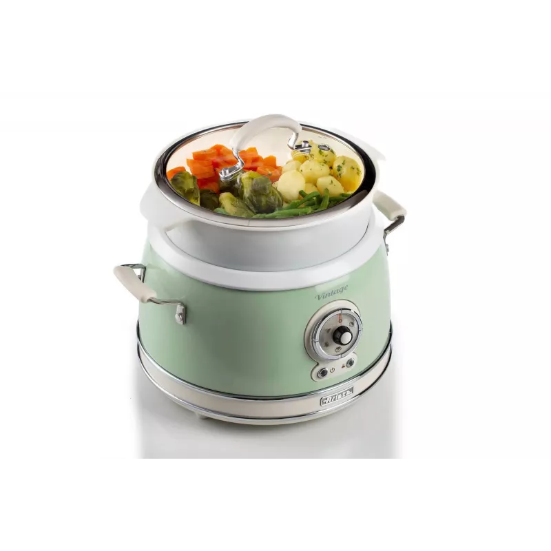 Ariete 2904 Rice Cooker - Electric Rice Cooker with ceramic bowl - Homemade Sushi - Multicooker - Vintage Line - 3.5 L - 650 W - Green