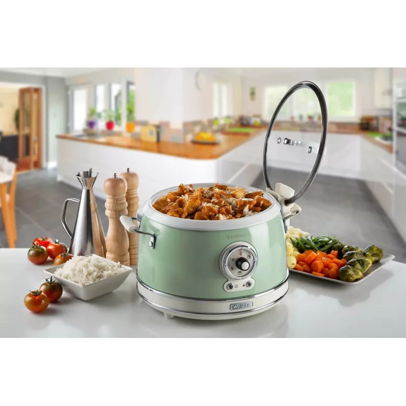 Ariete 2904 Rice Cooker - Electric Rice Cooker with ceramic bowl - Homemade Sushi - Multicooker - Vintage Line - 3.5 L - 650 W - Green