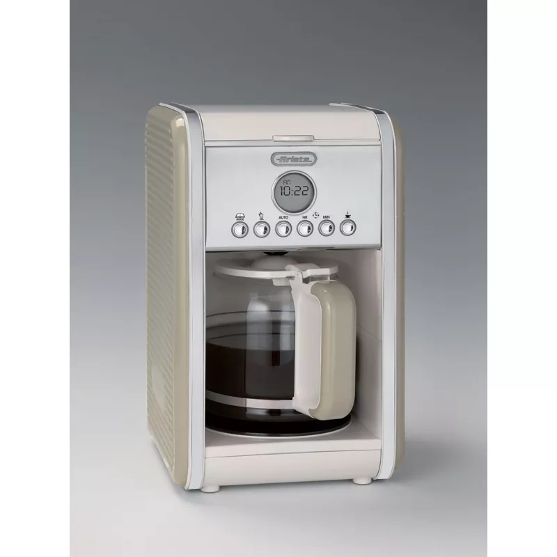 Ariete 1342 American Coffee Machine, Tempered Glass Jug, Up to 12 Cups, 24 Hour Programming Timer, LCD display, Auto Shut Off, 2000 W, Plastic, Beige