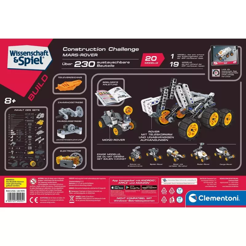 Construction toy Clementoni Mars Rover 59295 STEM building kit — educational model kit for assembly