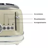 Ariete 156 4 Slice Vintage Toaster, 1600 Watts, 6 Toasting Levels, Stainless Steel Painted in Pastel Beige, Without Sandwich Cages
