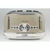 Ariete 156 4 Slice Vintage Toaster, 1600 Watts, 6 Toasting Levels, Stainless Steel Painted in Pastel Beige, Without Sandwich Cages