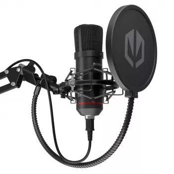 PC microphone ENDORFY Solum — USB-C wired cardioid mic, 16-bit/48 kHz, 18–21000 Hz, table mount, 2.9 m cable, headphone out, pop-filter