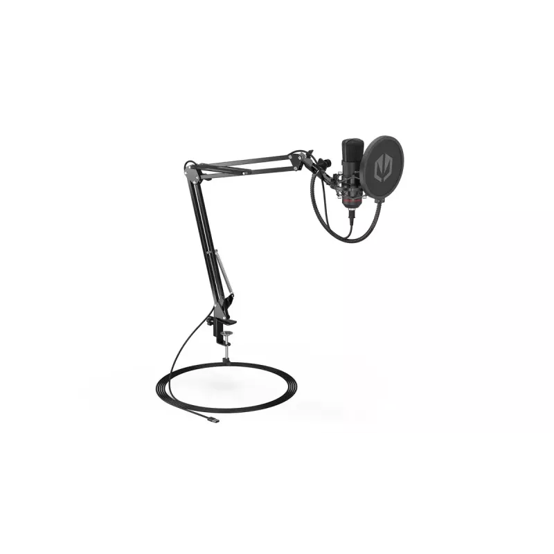 PC microphone ENDORFY Solum — USB-C wired cardioid mic, 16-bit/48 kHz, 18–21000 Hz, table mount, 2.9 m cable, headphone out, pop-filter