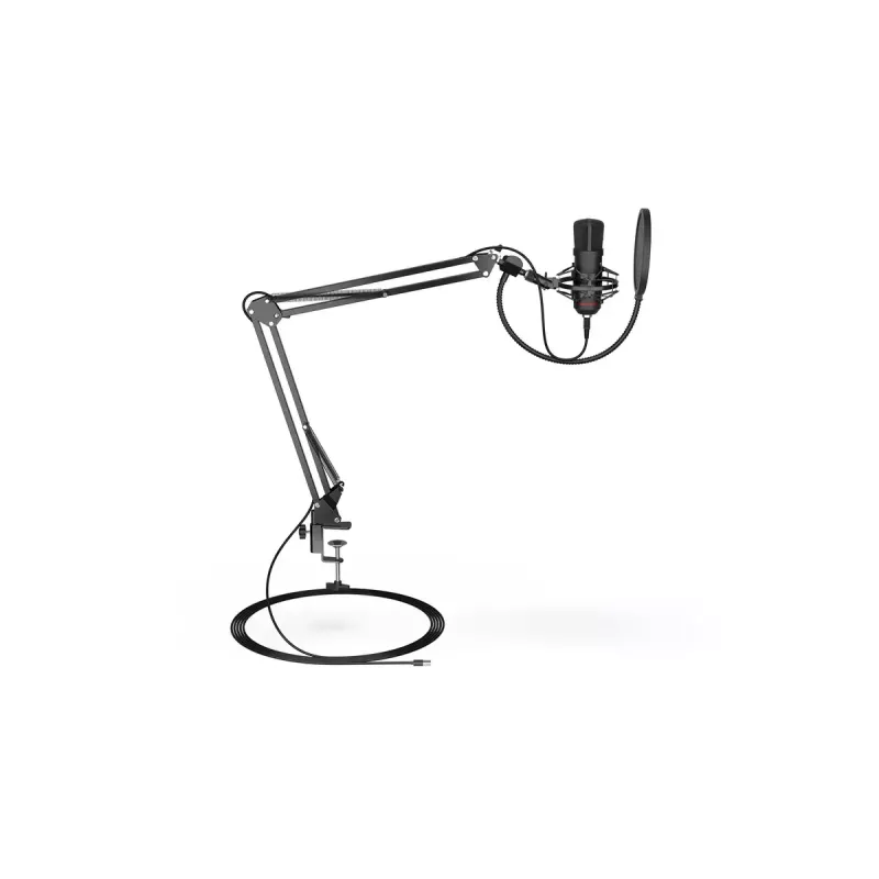PC microphone ENDORFY Solum — USB-C wired cardioid mic, 16-bit/48 kHz, 18–21000 Hz, table mount, 2.9 m cable, headphone out, pop-filter