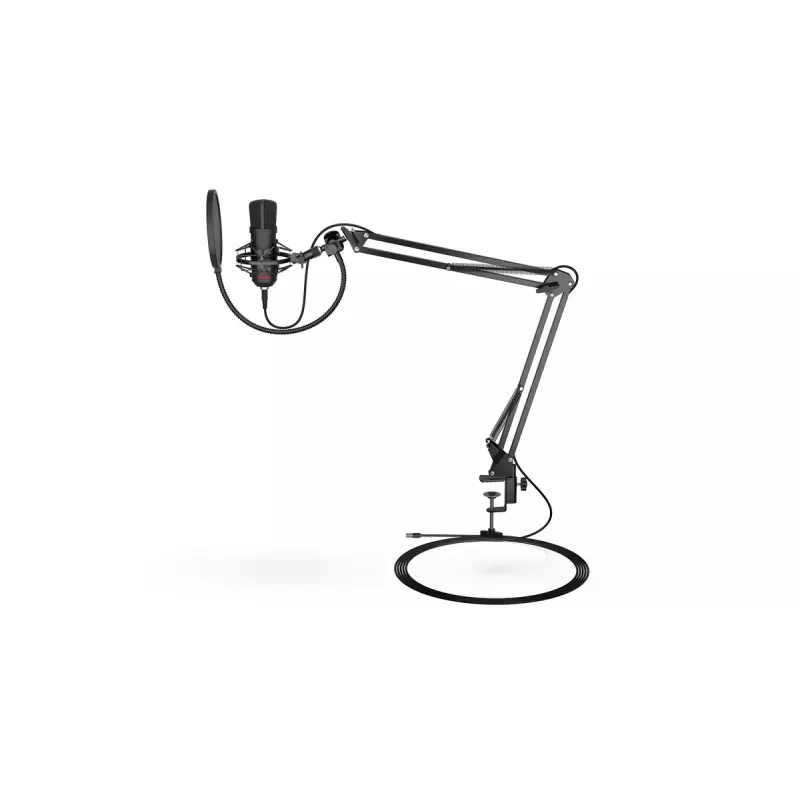 PC microphone ENDORFY Solum — USB-C wired cardioid mic, 16-bit/48 kHz, 18–21000 Hz, table mount, 2.9 m cable, headphone out, pop-filter