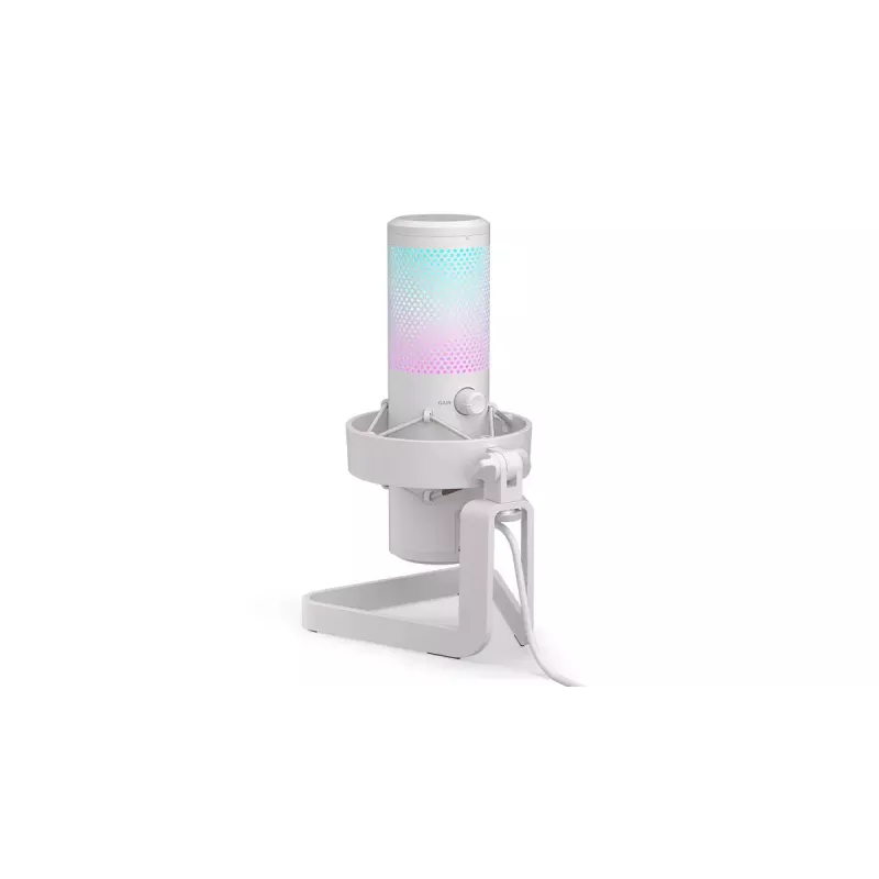PC microphone ENDORFY AXIS Streaming White — USB, cardioid, 30–18 kHz, 192 kHz/24-bit, table stand, mute, headphone out