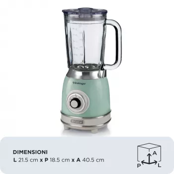 Ariete 583, Vintage Blender with 1.5 Liter glass cup, 4 Stainless Steel Blades, 4 Speeds + Pulse, 1000 Watt, Green