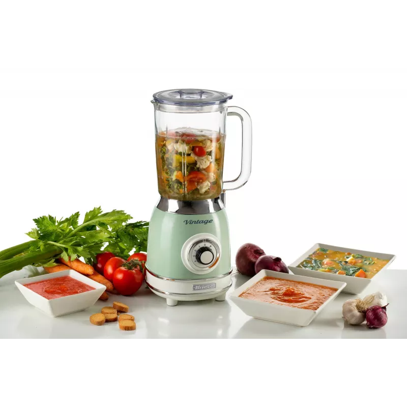 Ariete 583, Vintage Blender with 1.5 Liter glass cup, 4 Stainless Steel Blades, 4 Speeds + Pulse, 1000 Watt, Green