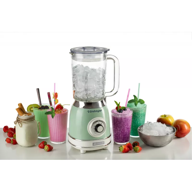 Ariete 583, Vintage Blender with 1.5 Liter glass cup, 4 Stainless Steel Blades, 4 Speeds + Pulse, 1000 Watt, Green