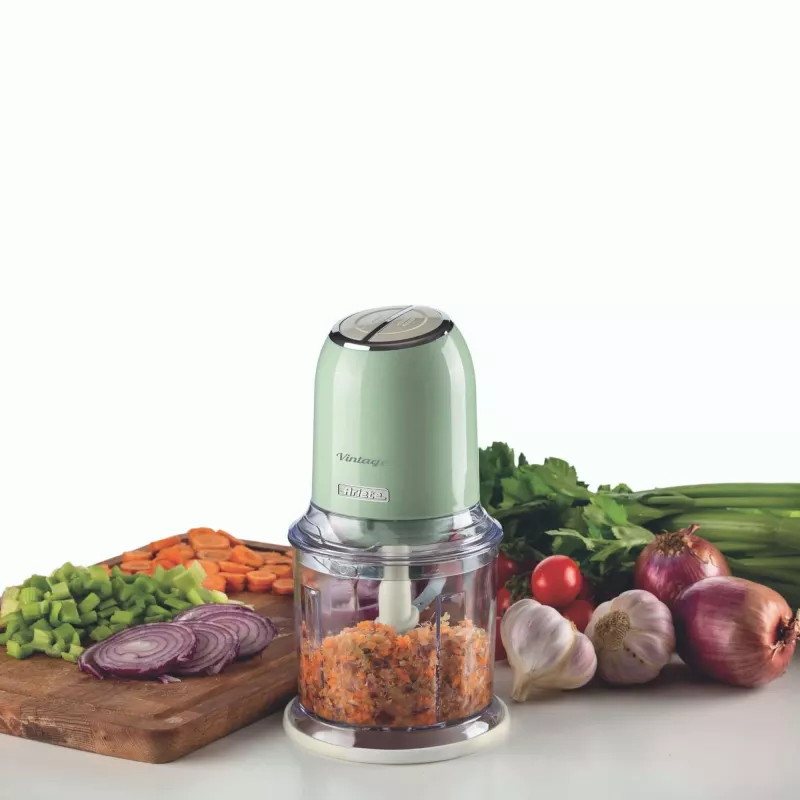 Ariete 438, Vintage Chopper, Chopper and Ice Crusher, 2 speeds, 4 stainless steel blades, 600 ml graduated cup, 400 W, Green
