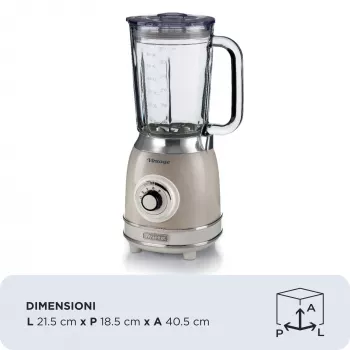 Ariete 583, Vintage Blender with 1.5 Liter glass cup, 4 Stainless Steel Blades, 4 Speeds + Pulse, 1000 Watt, Beige