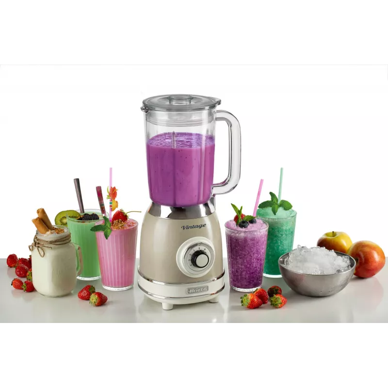Ariete 583, Vintage Blender with 1.5 Liter glass cup, 4 Stainless Steel Blades, 4 Speeds + Pulse, 1000 Watt, Beige