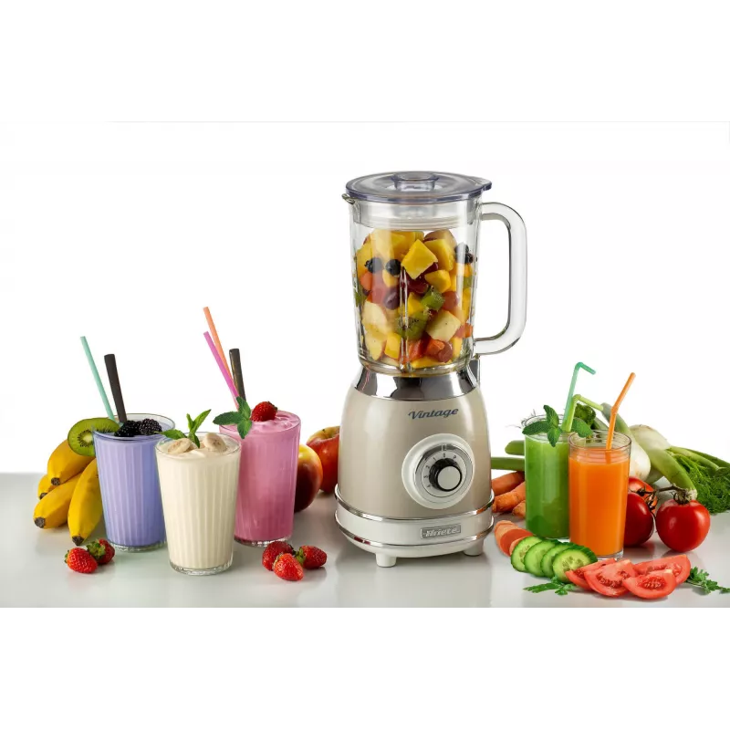 Ariete 583, Vintage Blender with 1.5 Liter glass cup, 4 Stainless Steel Blades, 4 Speeds + Pulse, 1000 Watt, Beige