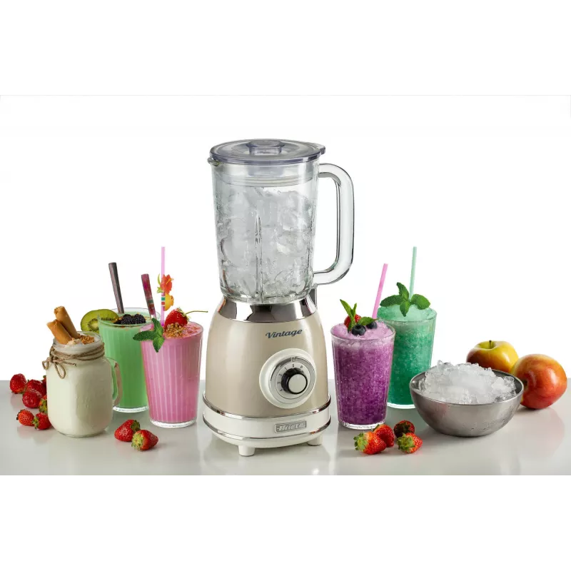 Ariete 583, Vintage Blender with 1.5 Liter glass cup, 4 Stainless Steel Blades, 4 Speeds + Pulse, 1000 Watt, Beige