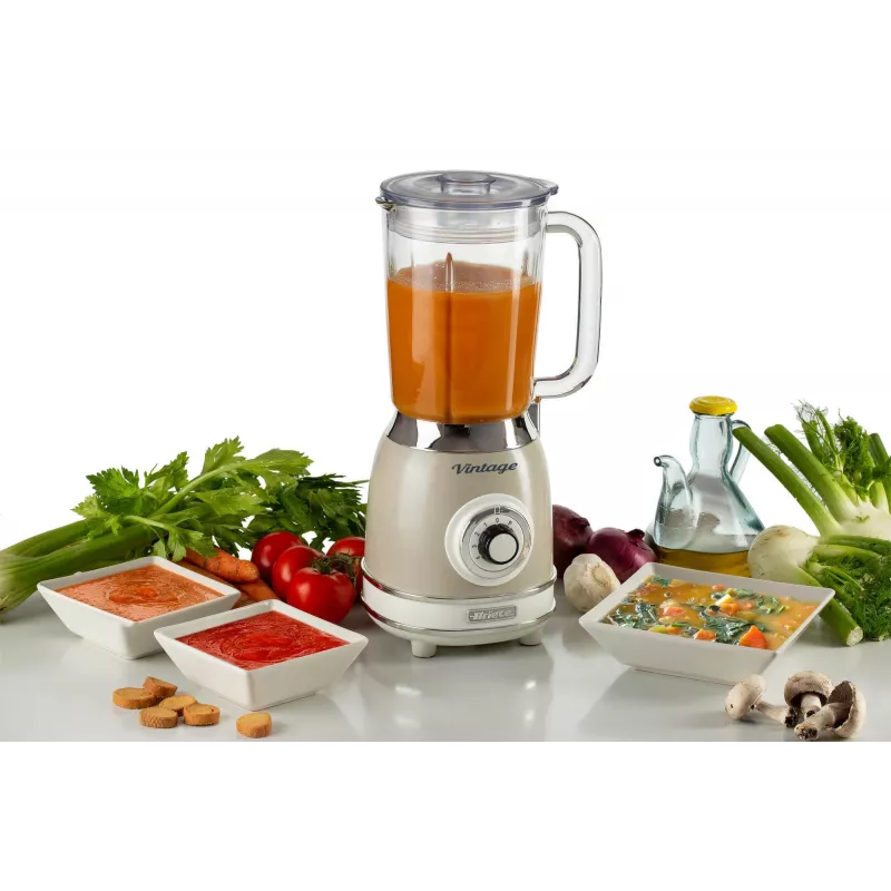 Ariete 583, Vintage Blender with 1.5 Liter glass cup, 4 Stainless Steel Blades, 4 Speeds + Pulse, 1000 Watt, Beige