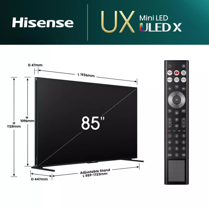 Hisense 85UXNQ 2.16 m (85 inch) 4K Ultra HD Smart TV Wi-Fi Black, Grey 700 cd/m²