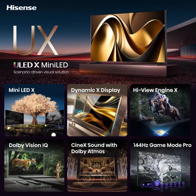 Hisense 85UXNQ 2.16 m (85 inch) 4K Ultra HD Smart TV Wi-Fi Black, Grey 700 cd/m²