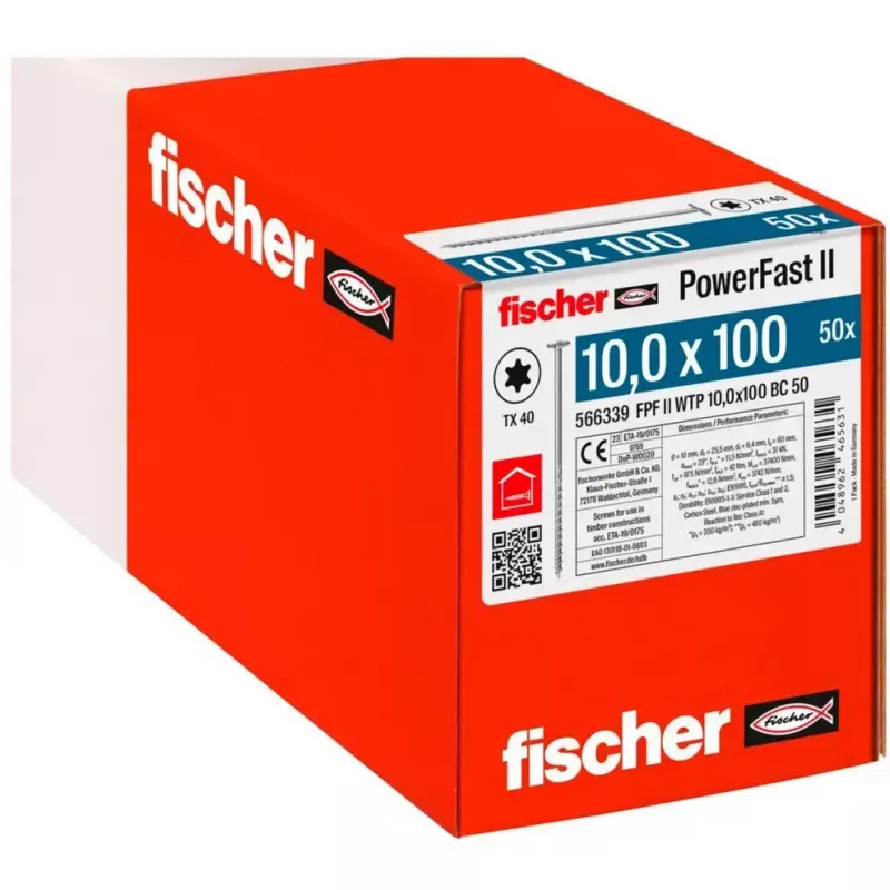 Wood construction screw FISCHER PowerFast II 10.0x100 mm flat head TX galvanized