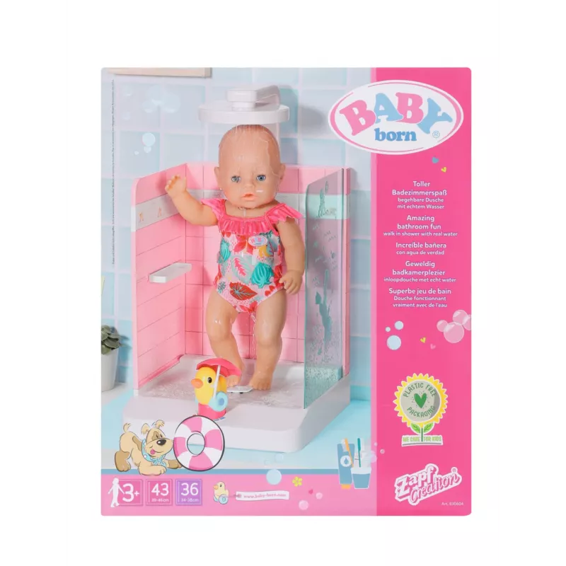 Doll bathroom BABY born Bath Walk in Shower Recommended age 3 years
