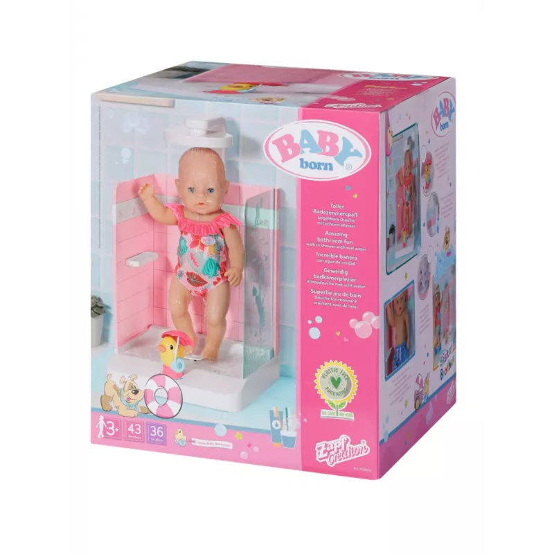 Doll bathroom BABY born Bath Walk in Shower Recommended age 3 years