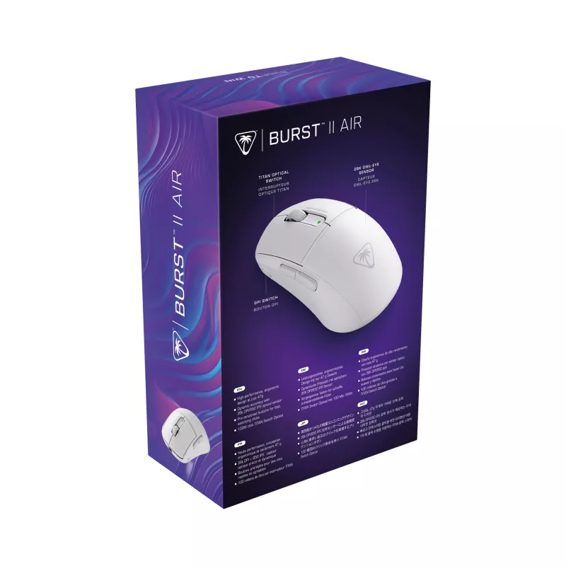 Turtle Beach Burst II Air White – 2.4GHz Wireless Gaming Mouse: 47g Ultra Lightweight, Optical Switches, 26K DPI Optical Sensor, Bluetooth, 120h battery