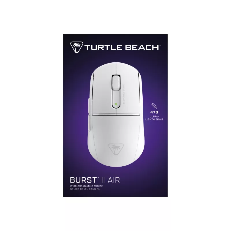Turtle Beach Burst II Air White – 2.4GHz Wireless Gaming Mouse: 47g Ultra Lightweight, Optical Switches, 26K DPI Optical Sensor, Bluetooth, 120h battery