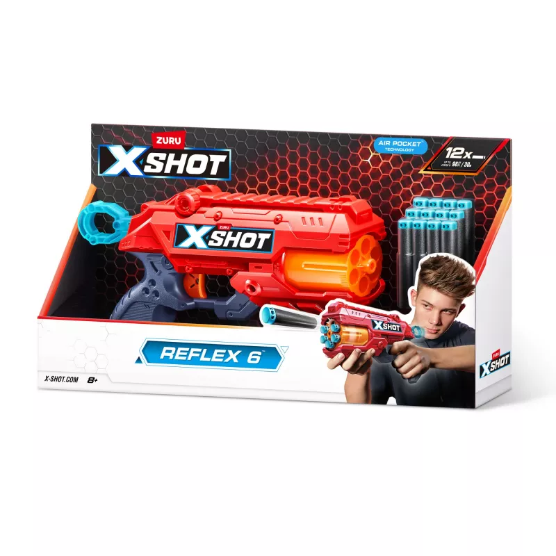 Toy blaster ZURU XSHOT Excel Reflex 6 Blaster 12 Darts Multicolour
